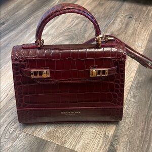 Teddy Blake Burgundy Croc-Embossed Leather Bag